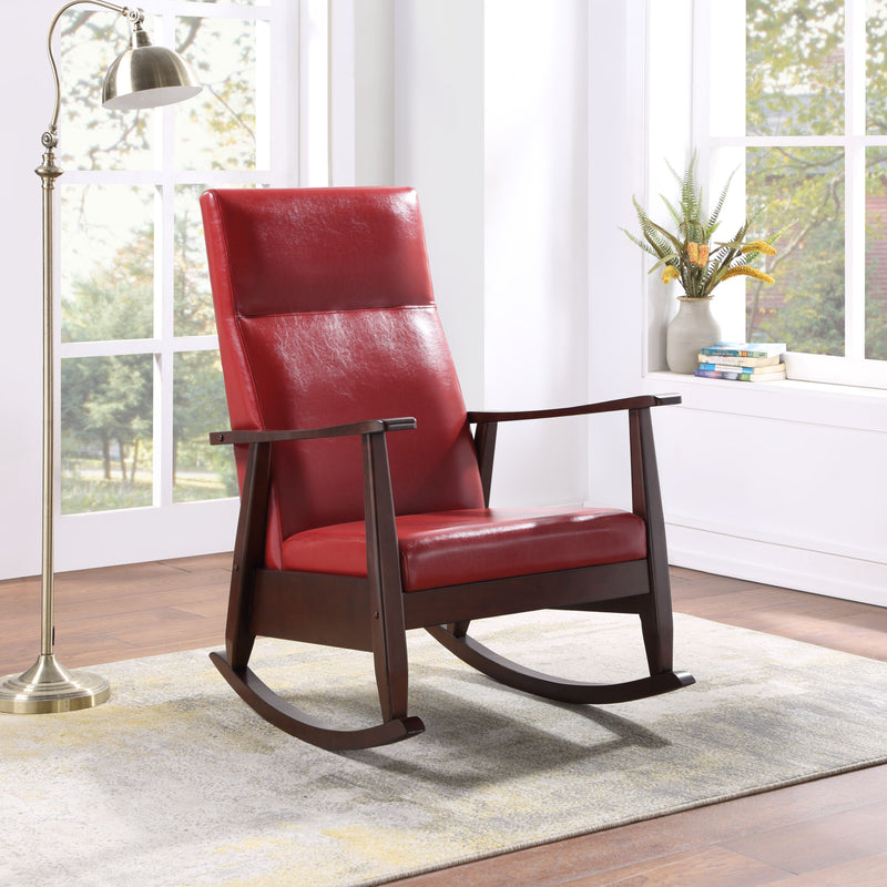 Raina - Rocking Chair - Red / Espresso