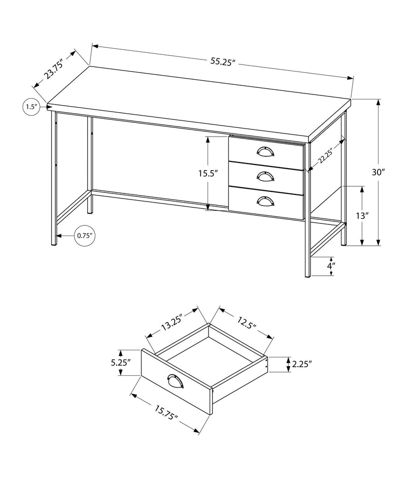 Computer Desk For Home Office, Laptop, 3 Storage Drawers, Contemporary & Moder