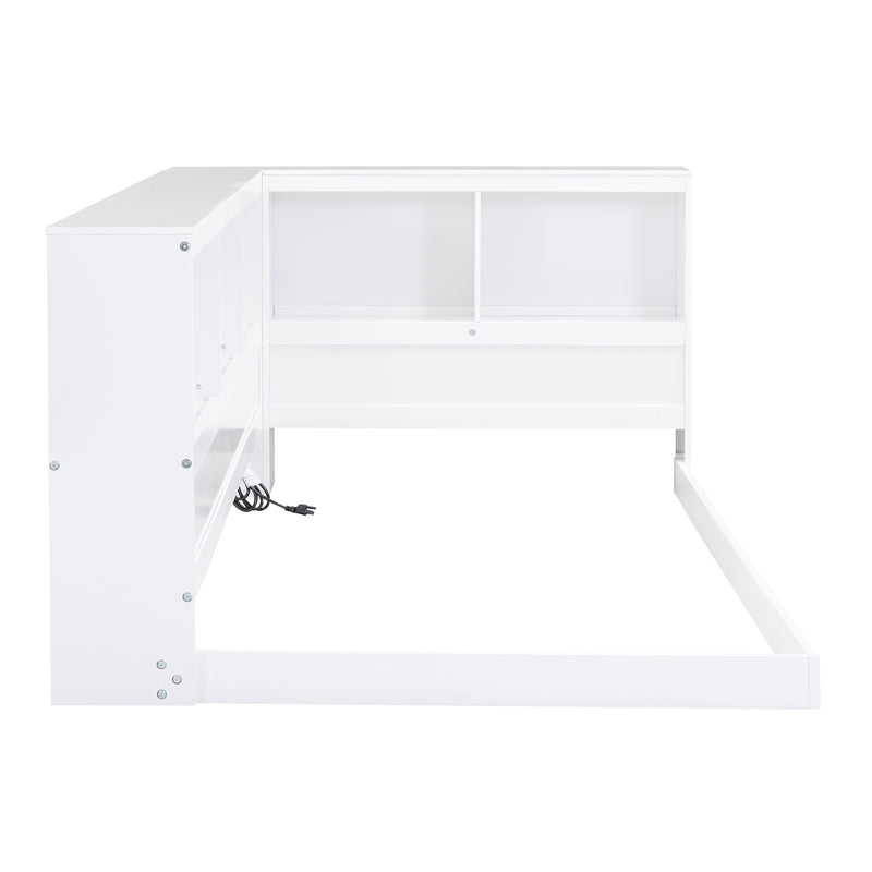 Wood Twin Size Daybed with Storage Cabinets and USB Ports, White