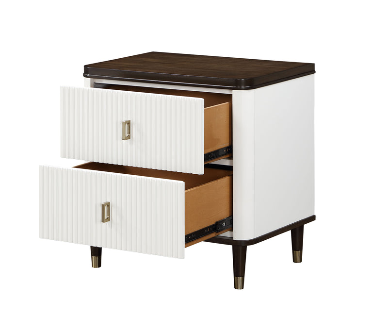 Carena - Night Stand With USB - White / Walnut