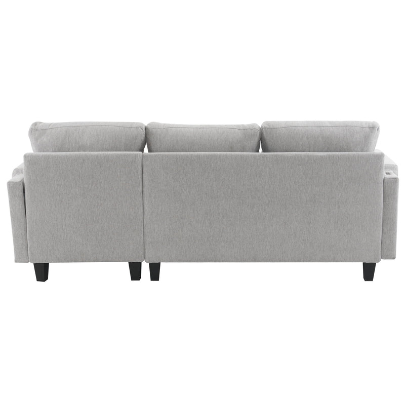 L Shaped Sofa Sectional Couch Sofa Bed With Two USB Ports, A Movable Ottoman And A Reversible Chaise Lounge For Living Room