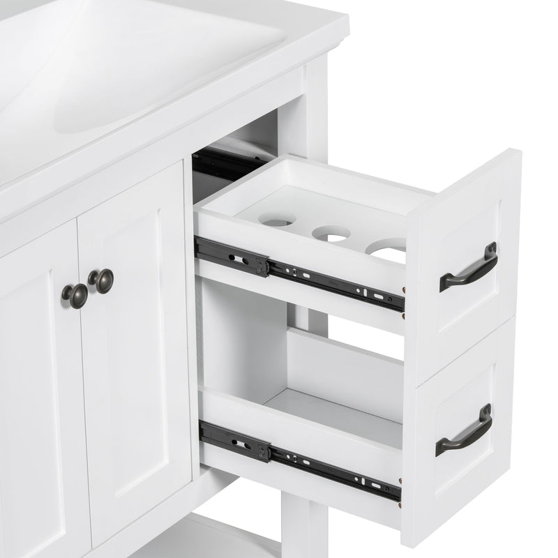 Bathroom Vanity Without Sink Top, Cabinet Base Only, Vanity With Multi-Functional Drawer - White