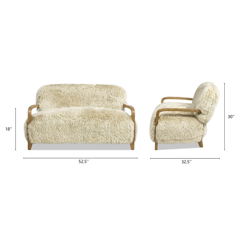 Enchante - Sheepskin Accent Loveseat - Taupe / Natural