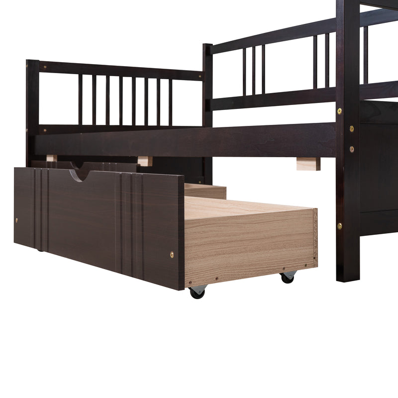 Twin Size Daybed Wood Bed with Two Drawers,Espresso(OLD SKU:LP000057AAP)