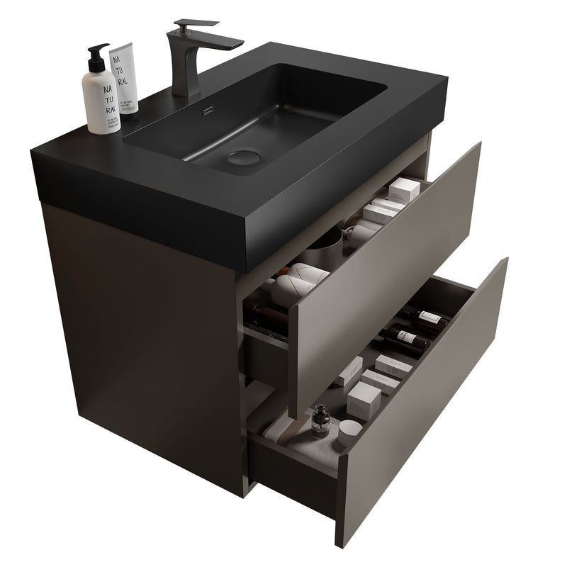 Alice - Bathroom Vanity With Sink, Large Storage Wall Mounted Floating Bathroom Vanity For Modern Bathroom, One-Piece Sink Basin Without Drain And Faucet