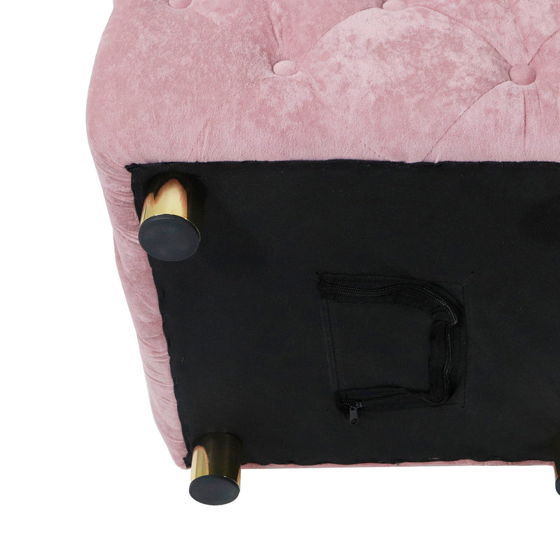 Modern Velvet Upholstered Ottoman, Exquisite Small End Table, Soft Foot Stool, Dressing Makeup Chair, Comfortable Seat For Living Room, Bedroom, Entrance