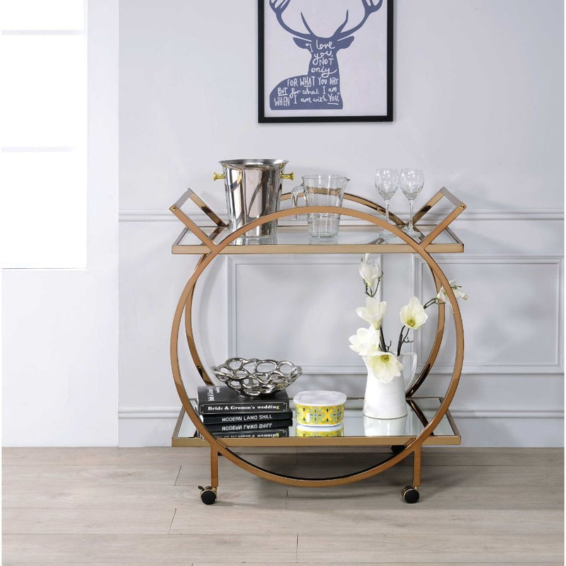 Traverse - Serving Cart - Champagne & Mirrored - Atlantic Fine Furniture Inc