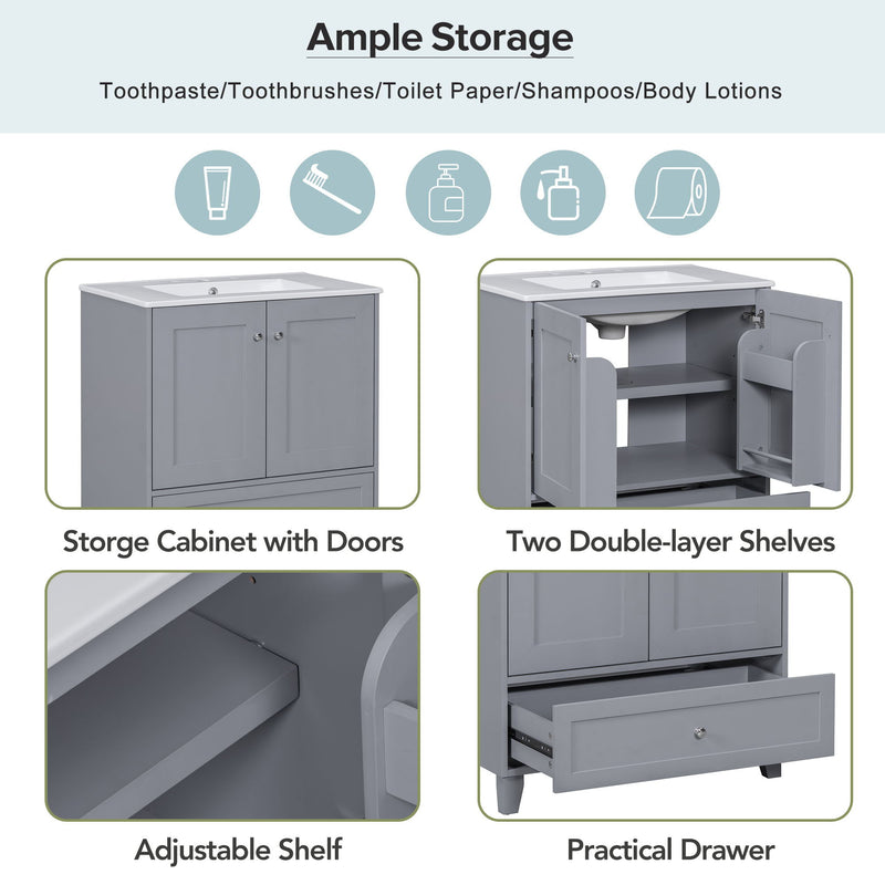 Bathroom Vanity Set With Ceramic Sink And Ample Storage Space Ideal For Small Bathrooms