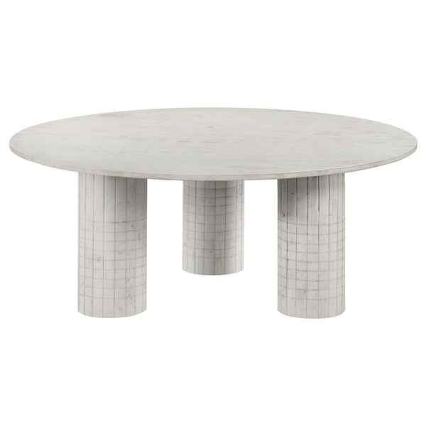 Astoria - Round Genuine Marble Coffee Table - White