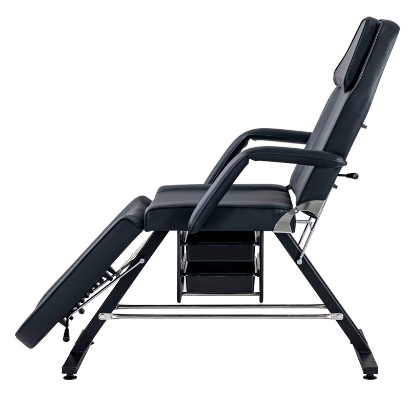 72.8" Massage Salon Tattoo Chair With Two Trays Esthetician Bed With Hydraulic Stool, Multi-Purpose 3-Section Facial Bed Table, Adjustable Beauty Barber Spa Beauty Equipment