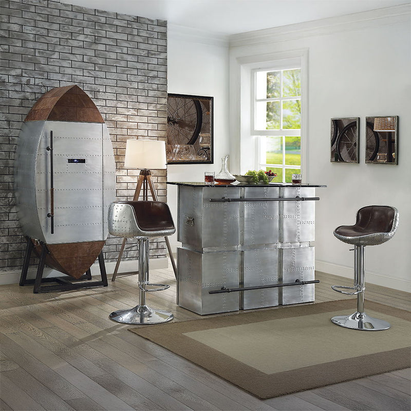 Brancaster - Stool - Vintage Brown Top Grain Leather & Aluminum - Atlantic Fine Furniture Inc