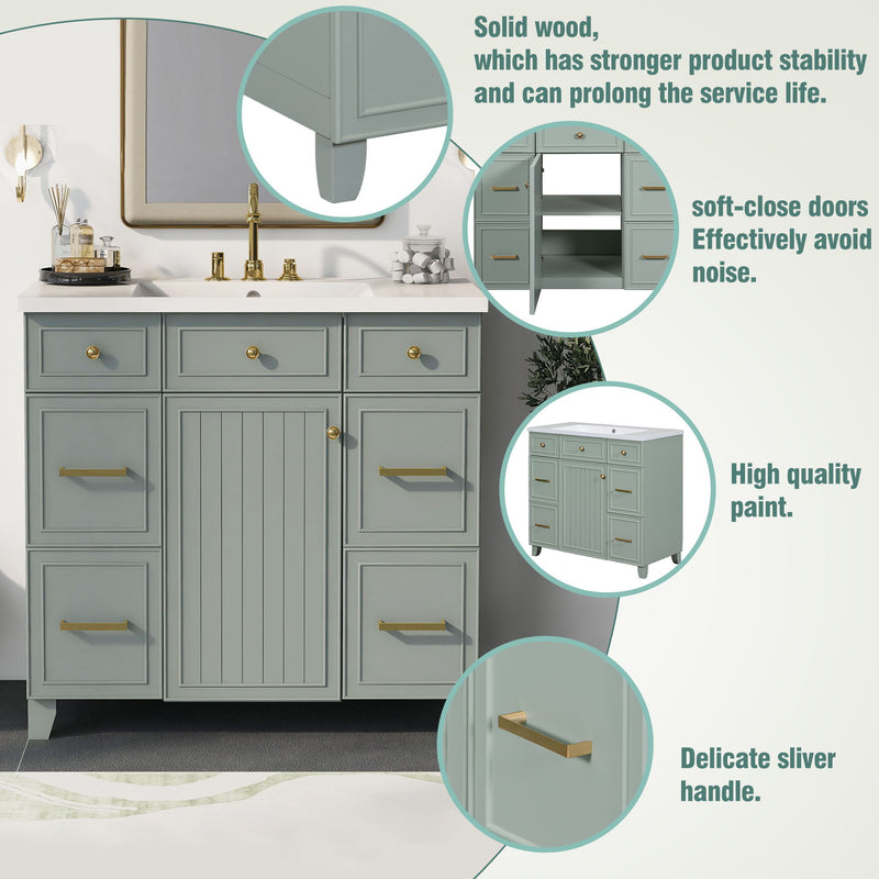 Bathroom Vanity Cabinet With Sink Top Combo Set, Single Sink, Shaker Cabinet With Soft Closing Door And Drawer