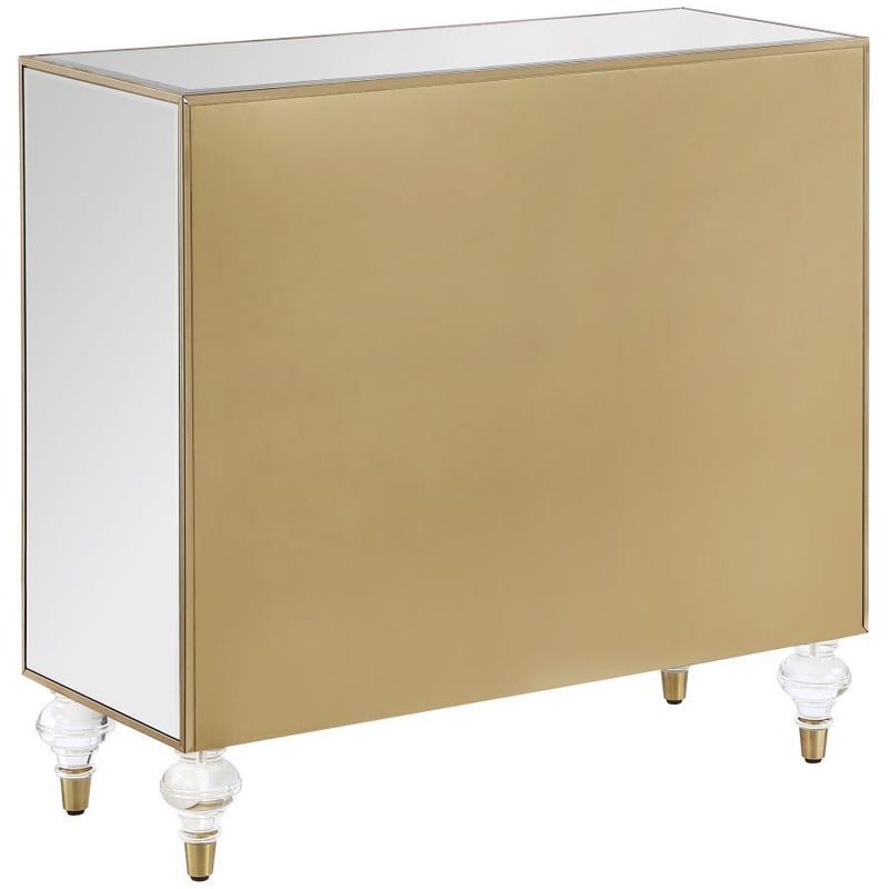 Astilbe - 2-Door Mirrored Accent Cabinet - Silver And Champagne