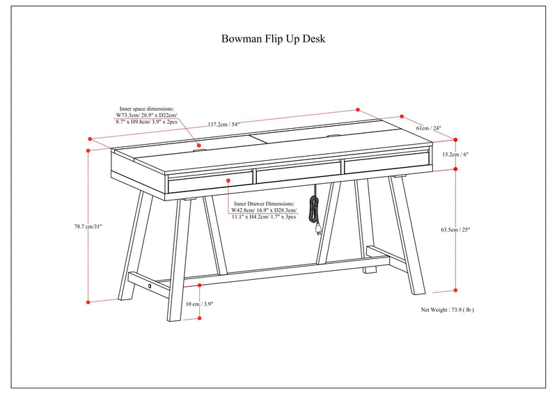 Bowman - Flip Up Desk - Distressed Gray