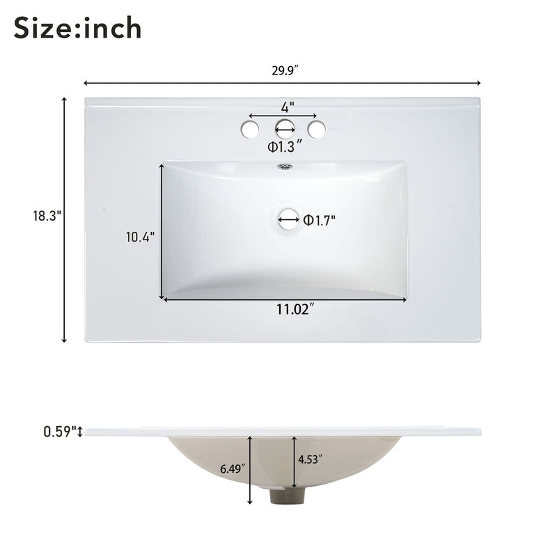 Modern Bathroom Vanity Cabinet, Combo With Open storage, Two Drawers