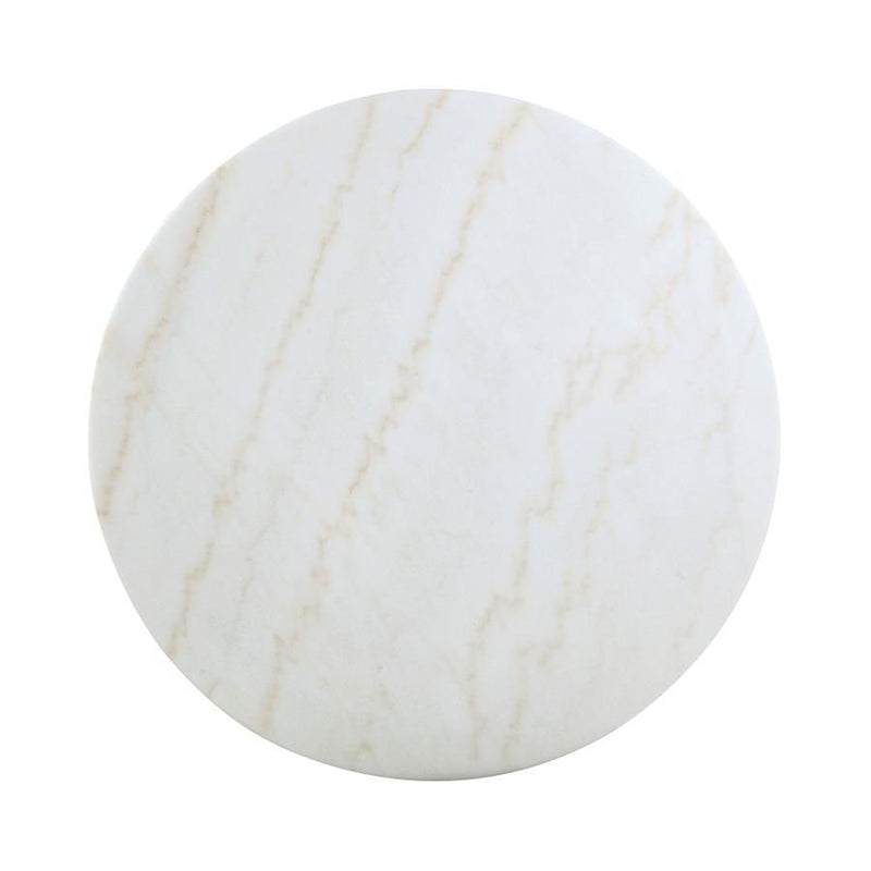 Kella - Round Marble Top Dining Table - White Marble - Atlantic Fine Furniture Inc