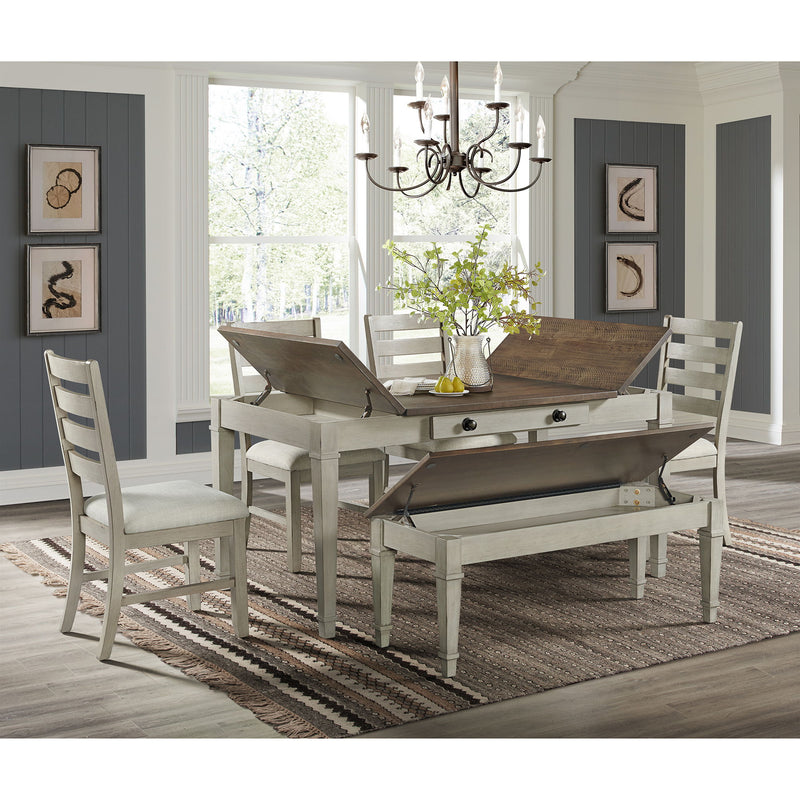 Farmington - Ladder Back Dining Side Chair (Set of 2) - Washed Stone / Light Beige