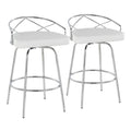 Charlotte - Glam Glam / Art Deco Fixed Height Counter Stool With Swivel With Round Footrest (Set of 2)