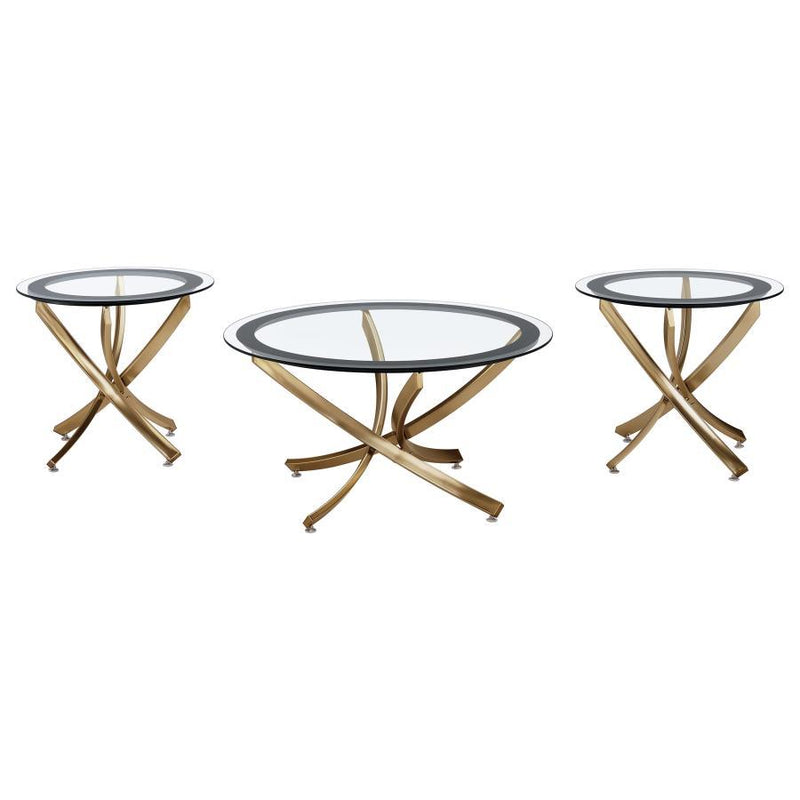 Brooke - Round Glass Top Coffee Table Set