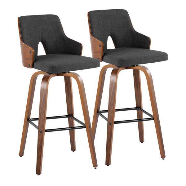 Stella - Mid Century Modern Fixed Height Barstool With Swivel Square Footrest (Set of 2)