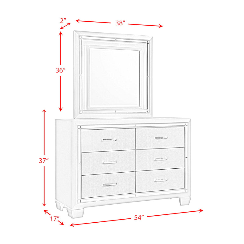 Platinum - Youth Dresser & Mirror With Led Light Set - Сhampagne