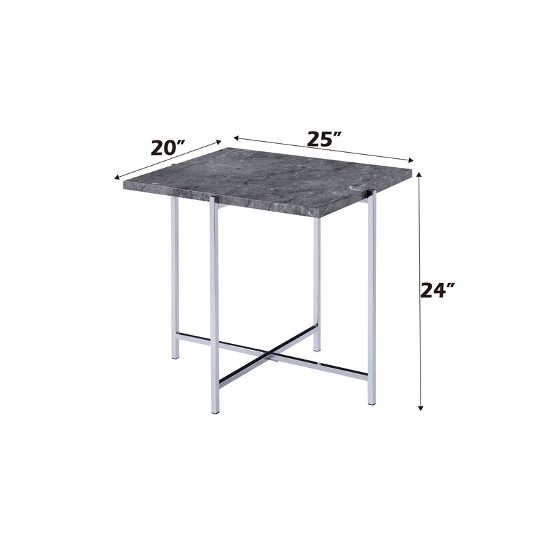 Adelae - End Table - Gray / Chrome