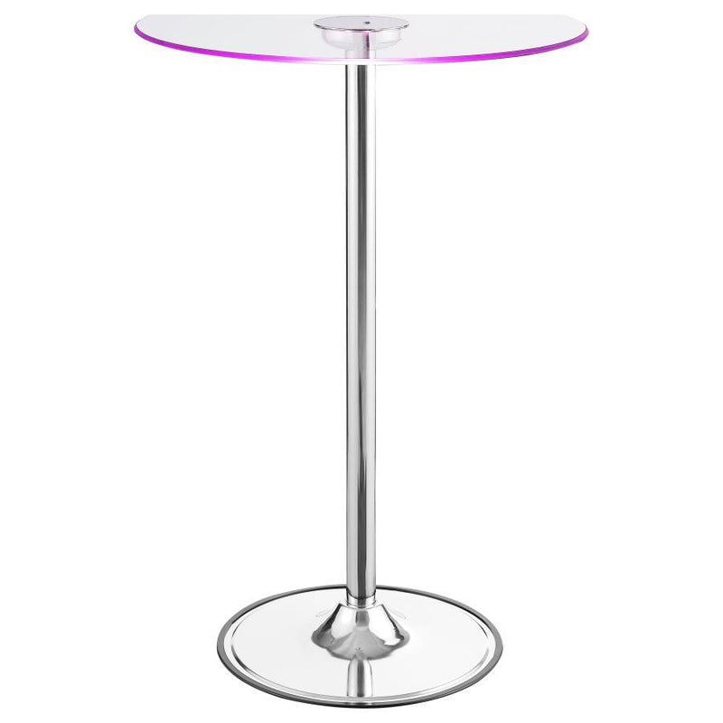 Thea - Round Glass Top LED Bistro Bar Table - Chrome - Atlantic Fine Furniture Inc