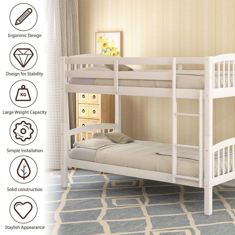 80.51" Twin Over Twin Bunk Bed With Ladder - White