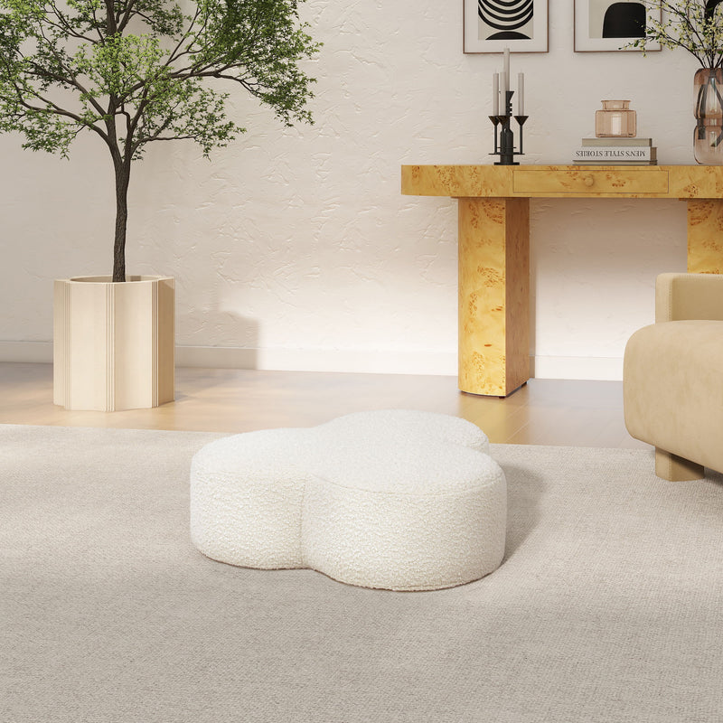 Clover - Floor Cushion Footrest Ottoman - Ivory White