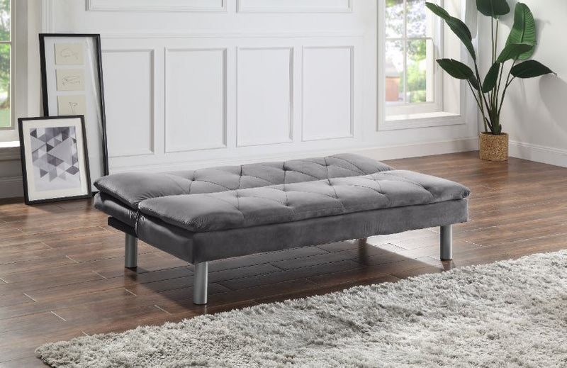 Cilliers - Futon - Gray Velvet & Chrome Finish - Atlantic Fine Furniture Inc