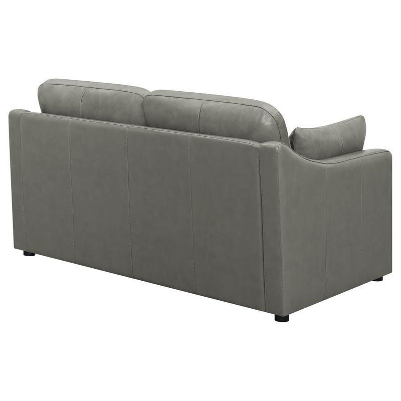 Grayson - Leather Upholstered Sloped Arm Loveseat - Gray