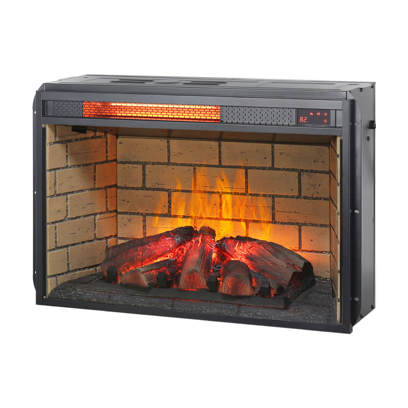 Infrared Quartz Heater Fireplace Insert -Woodlog Version With Brick