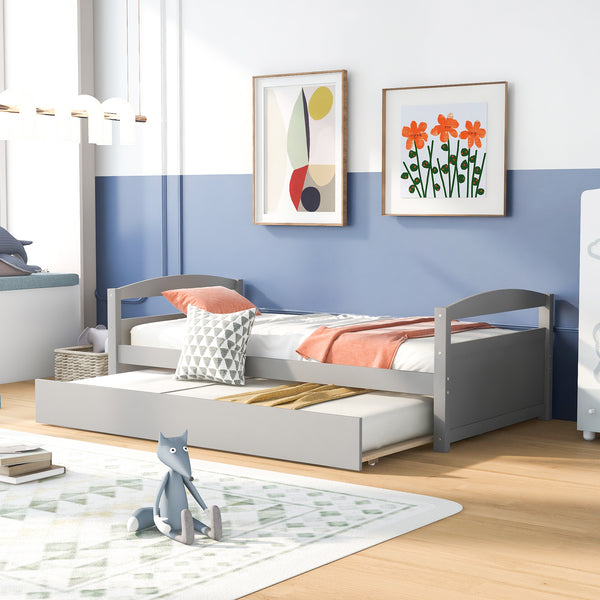 Twin Size Daybed with Trundle, Gray