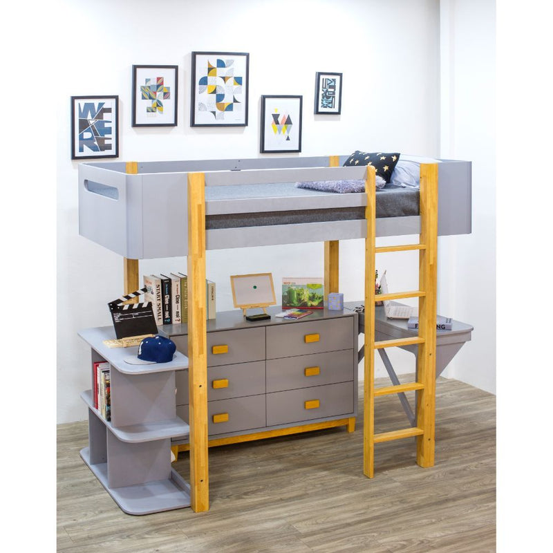 Saiyan - Loft Bed - Gray & Natural