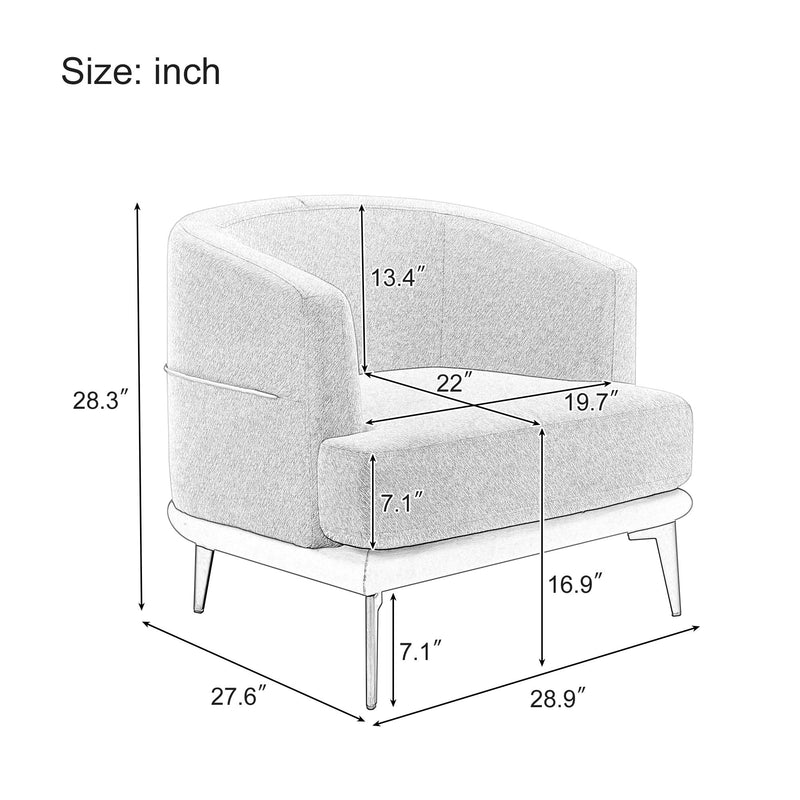 Modern Two-Tone Barrel Chair, Upholstered Round Armchair For Living Room Bedroom Reading Room