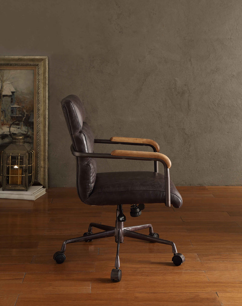 Harith - Antique Top Grain Leather Office Chair - Slate