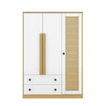 3 Doors Rattan Wardrobe Storage For Bedroom, With 2 Drawers