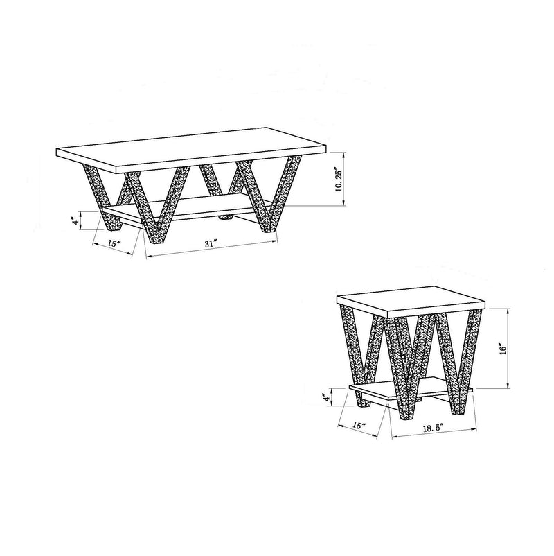 Coffee End Table (Set of 2) - White / Dark Taupe