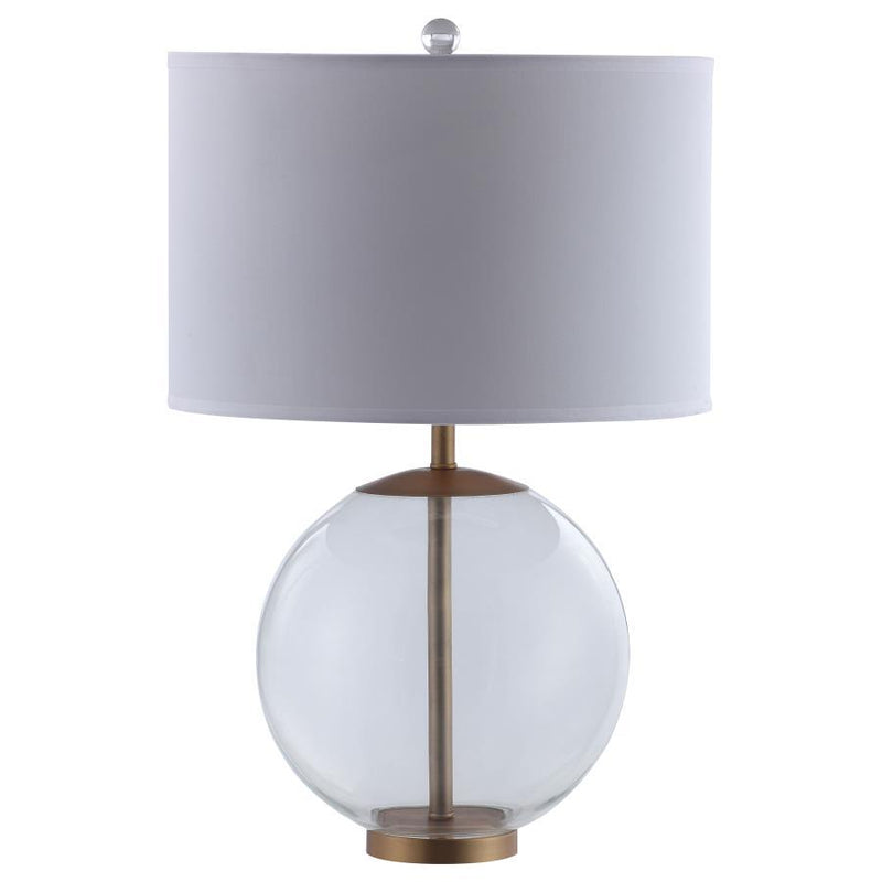 Kenny - Drum Shade Clear Glass Table Lamp - Brass - Atlantic Fine Furniture Inc