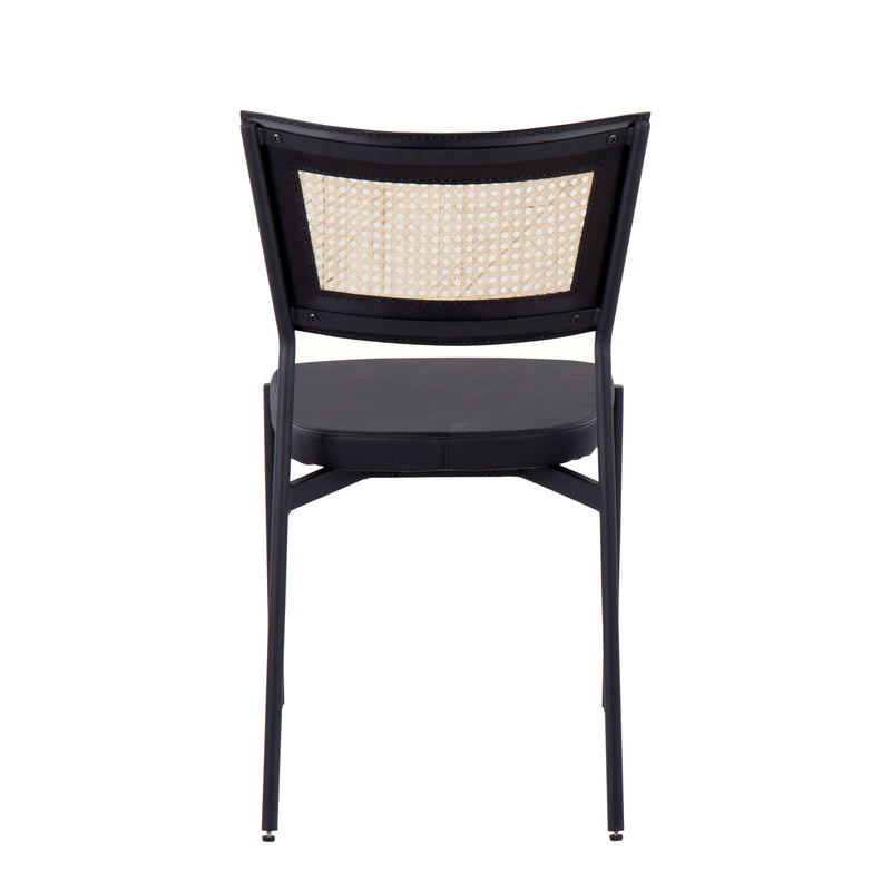 Tania - Contemporary Dining Chair (Set of 2) - Black / Rattan Back