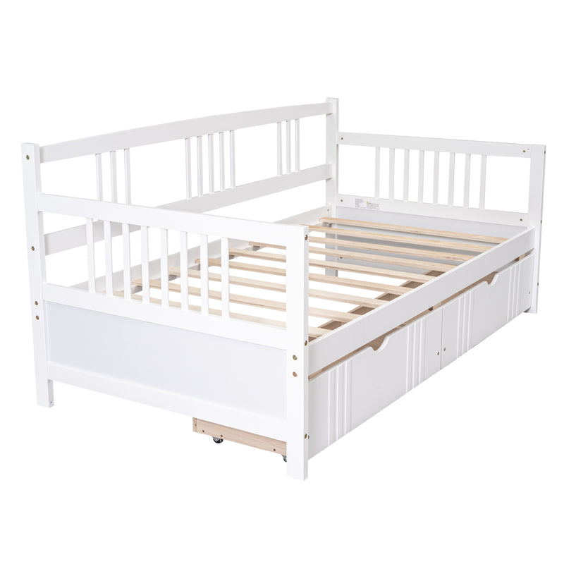 Twin Size Daybed Wood Bed with Two Drawers,White(OLD SKU:LP000057AAK)