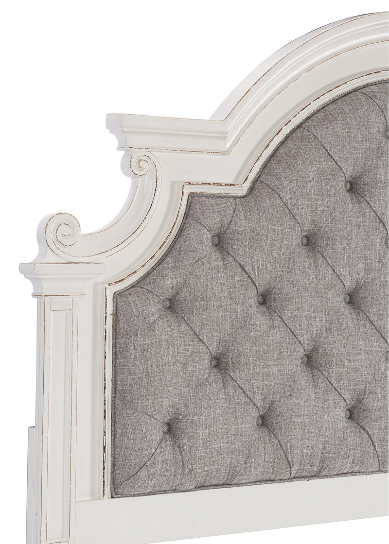 Antique White Finish 1pc Queen Size Bed Button-Tufted Upholstered Headboard Traditional Design Bedroom Furniture