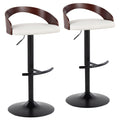 Grotto - Contemporary Adjustable Barstool With Swivel With Rounded T Footrest (Set of 2)