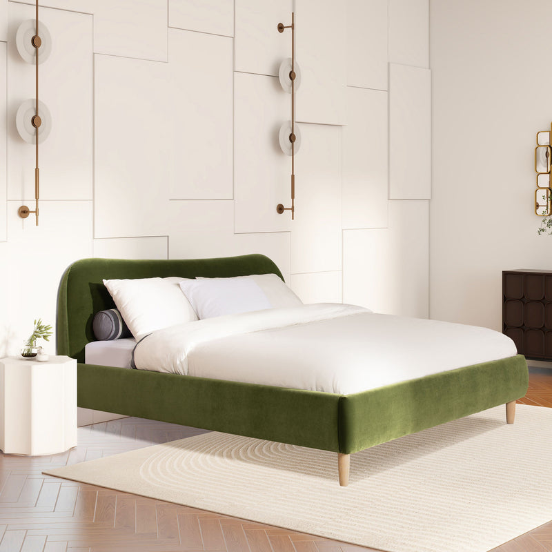 Roman - Curved Headboard Upholstered Platform Bed