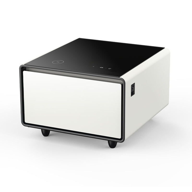 Modern Smart Side Table With Built-In Fridge, Wireless Charging, Temperature Control, Power Socket, USB Ports, Outlet Protection, Induction Light