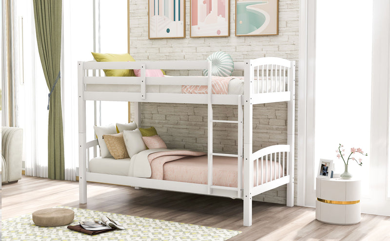 80.51" Twin Over Twin Bunk Bed With Ladder - White