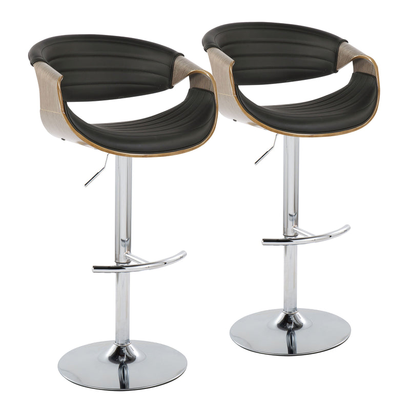 Symphony - Mid Century Modern Adjustable Barstool With Swivel & Rounded T Footrest (Set of 2)