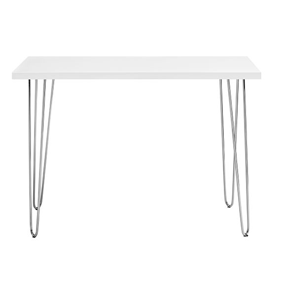 Mid-Century Modern Hairpin Leg Computer Desk - White