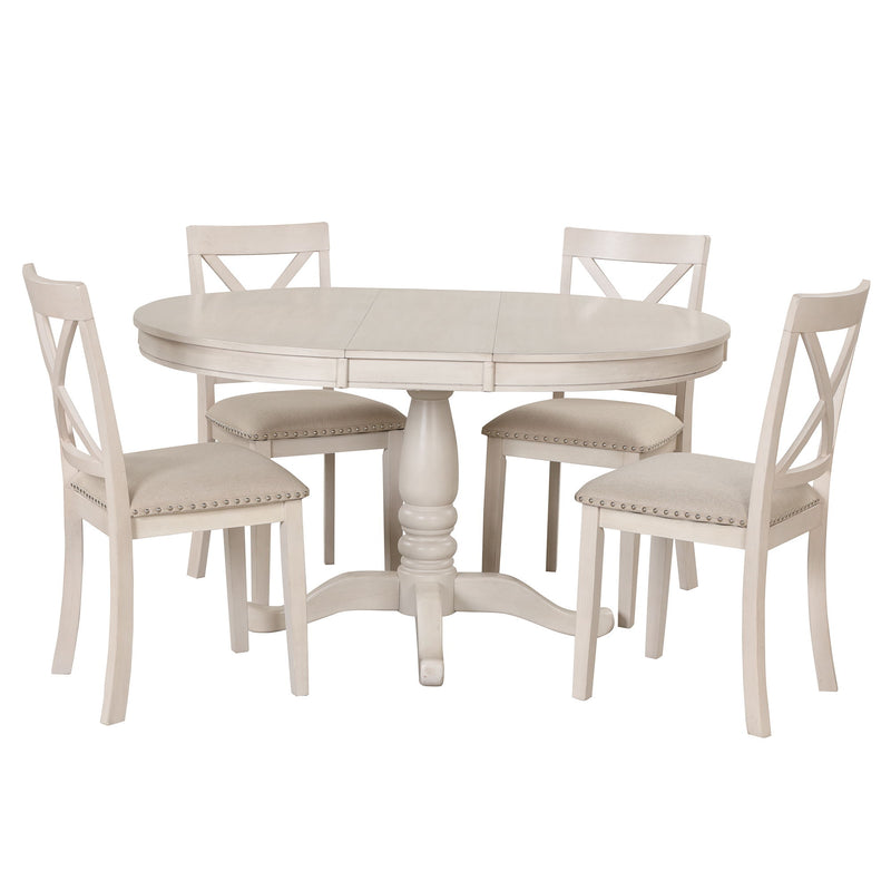 Modern Dining Table Set For 4, Round Table And 4 Kitchen Room Chairs, 5 Piece Kitchen Table Set For Dining Room, Dinette, Breakfast Nook