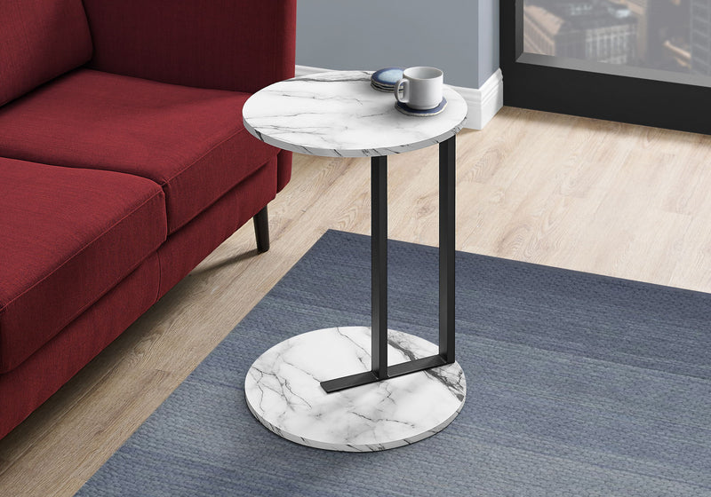 Accent Table, Side, Round, Contemporary And Modern - White / Black